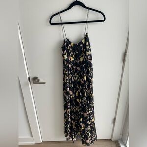 Jill Stuart Black Floral Maxi Dress with Spaghetti Straps